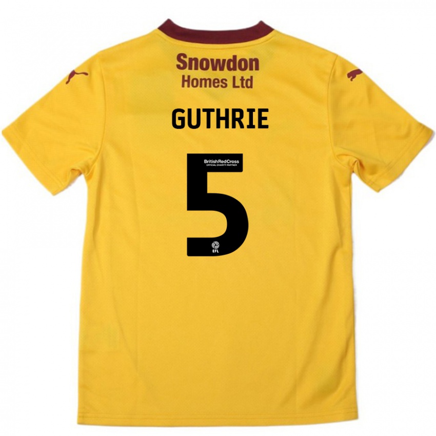 Børn Jon Guthrie #5 Orange Bourgogne Udebane Spillertrøjer 2024/25 Trøje T-Shirt