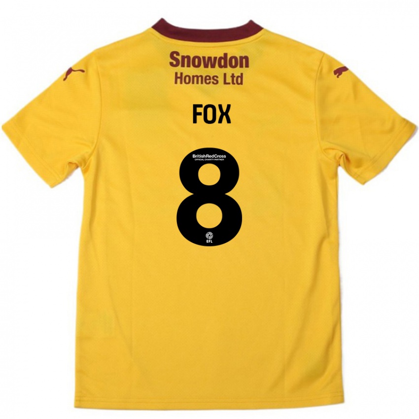 Børn Ben Fox #8 Orange Bourgogne Udebane Spillertrøjer 2024/25 Trøje T-Shirt