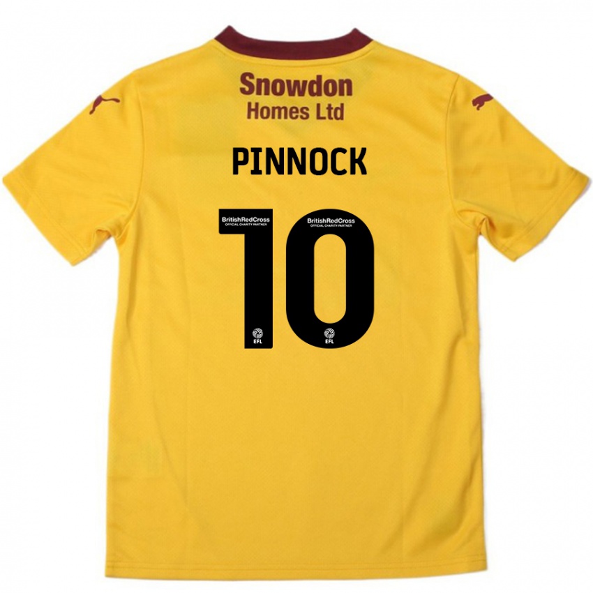 Børn Mitch Pinnock #10 Orange Bourgogne Udebane Spillertrøjer 2024/25 Trøje T-Shirt