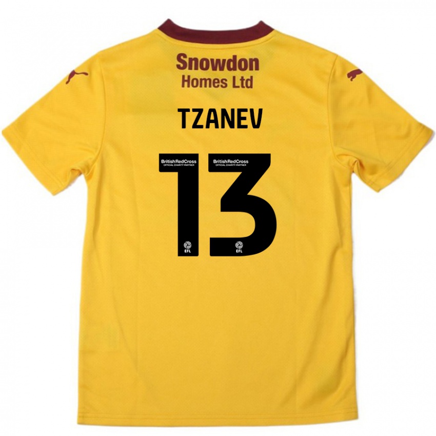 Børn Nik Tzanev #13 Orange Bourgogne Udebane Spillertrøjer 2024/25 Trøje T-Shirt