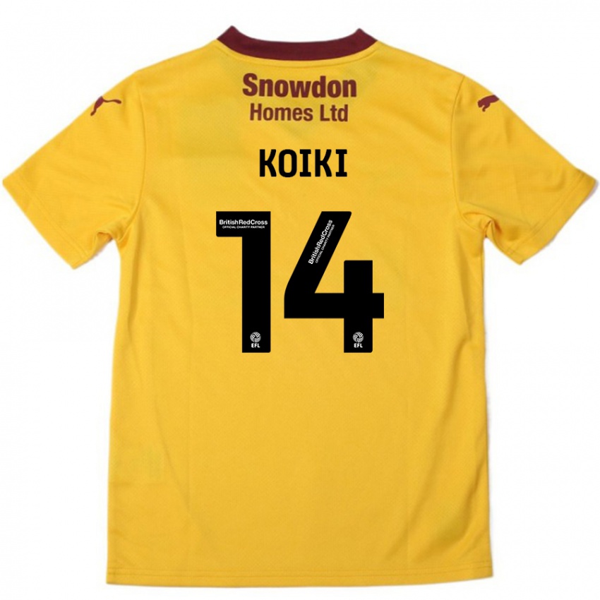 Børn Ali Koiki #14 Orange Bourgogne Udebane Spillertrøjer 2024/25 Trøje T-Shirt