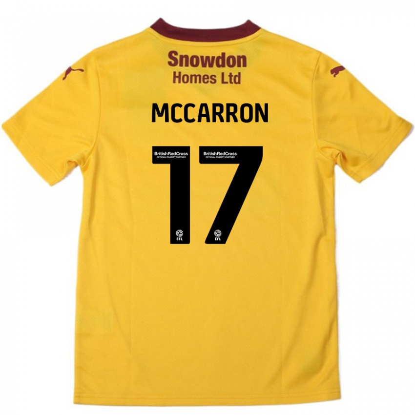 Børn Liam Mccarron #17 Orange Bourgogne Udebane Spillertrøjer 2024/25 Trøje T-Shirt