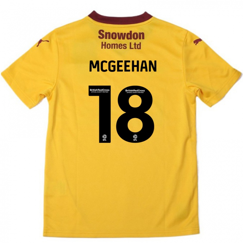 Børn Cameron Mcgeehan #18 Orange Bourgogne Udebane Spillertrøjer 2024/25 Trøje T-Shirt