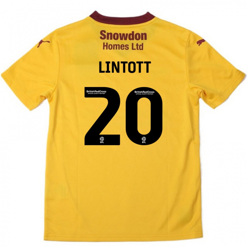 Børn Harvey Lintott #20 Orange Bourgogne Udebane Spillertrøjer 2024/25 Trøje T-Shirt