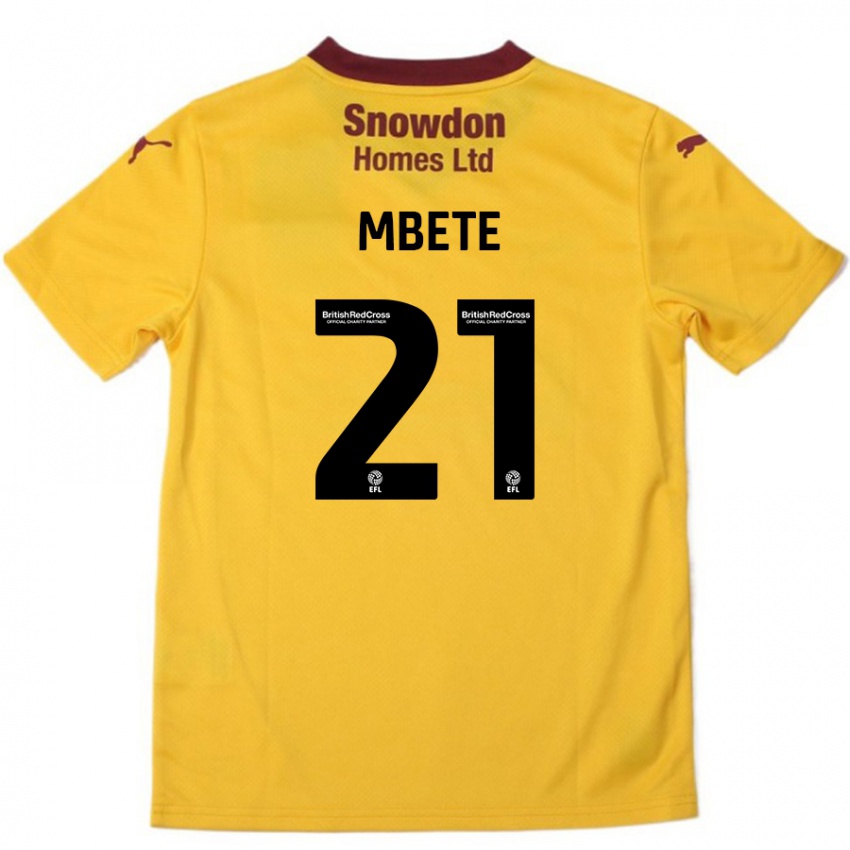 Børn Luke Mbete #21 Orange Bourgogne Udebane Spillertrøjer 2024/25 Trøje T-Shirt