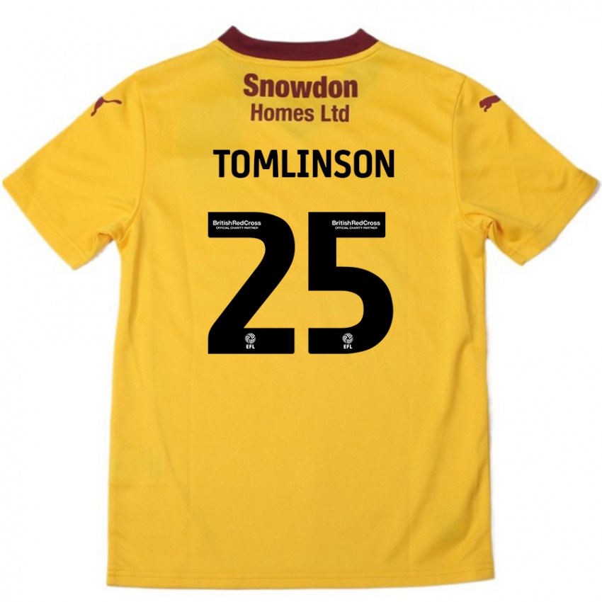 Børn Josh Tomlinson #25 Orange Bourgogne Udebane Spillertrøjer 2024/25 Trøje T-Shirt