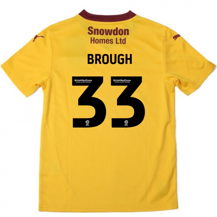 Børn Patrick Brough #33 Orange Bourgogne Udebane Spillertrøjer 2024/25 Trøje T-Shirt