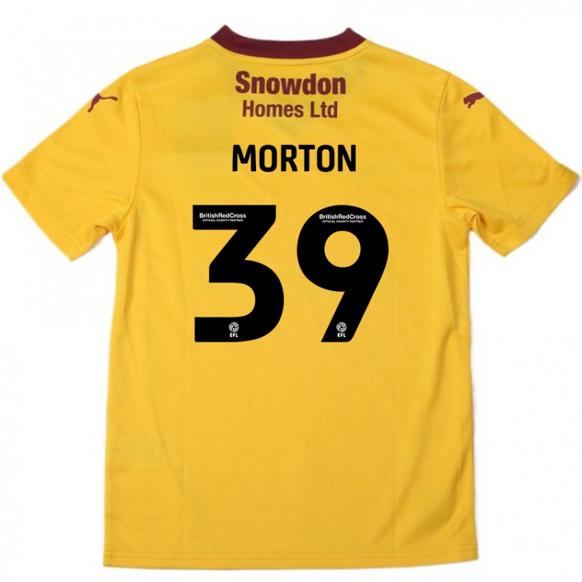 Børn Callum Morton #39 Orange Bourgogne Udebane Spillertrøjer 2024/25 Trøje T-Shirt