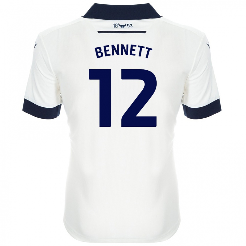 Børn Joe Bennett #12 Hvid Marineblå Udebane Spillertrøjer 2024/25 Trøje T-Shirt