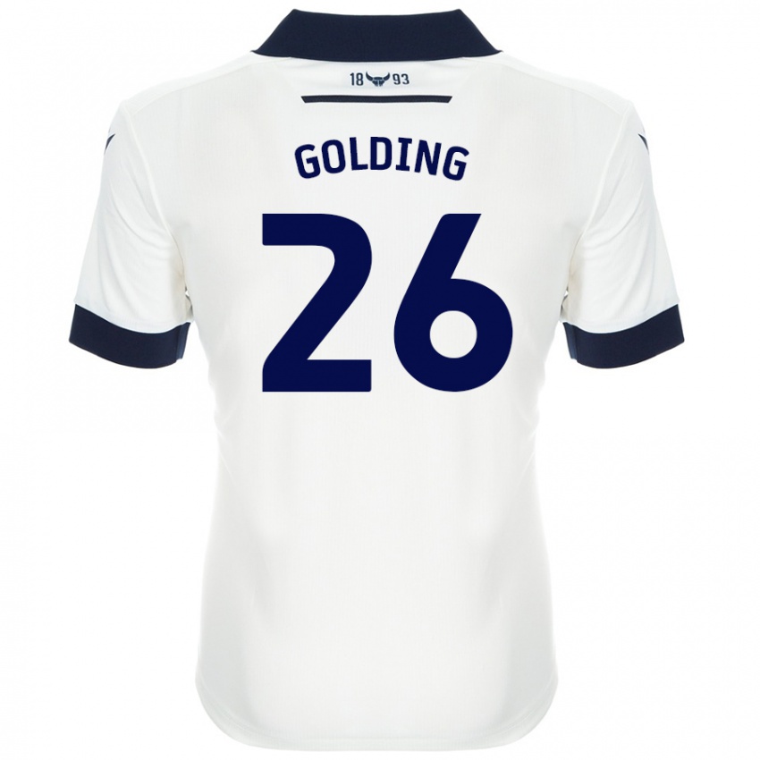 Børn James Golding #26 Hvid Marineblå Udebane Spillertrøjer 2024/25 Trøje T-Shirt