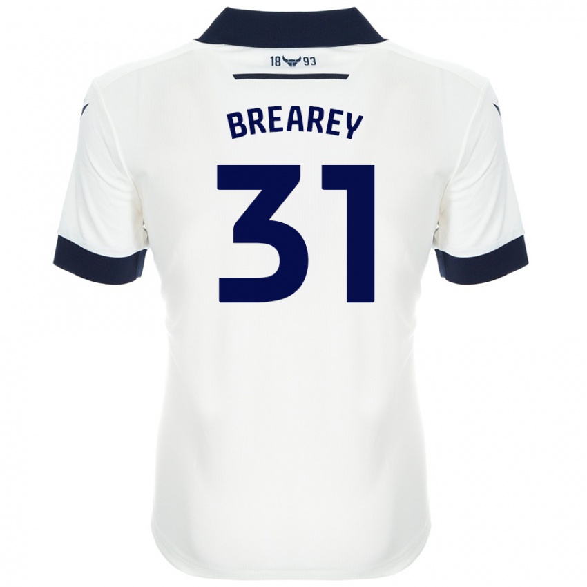 Børn Eddie Brearey #31 Hvid Marineblå Udebane Spillertrøjer 2024/25 Trøje T-Shirt