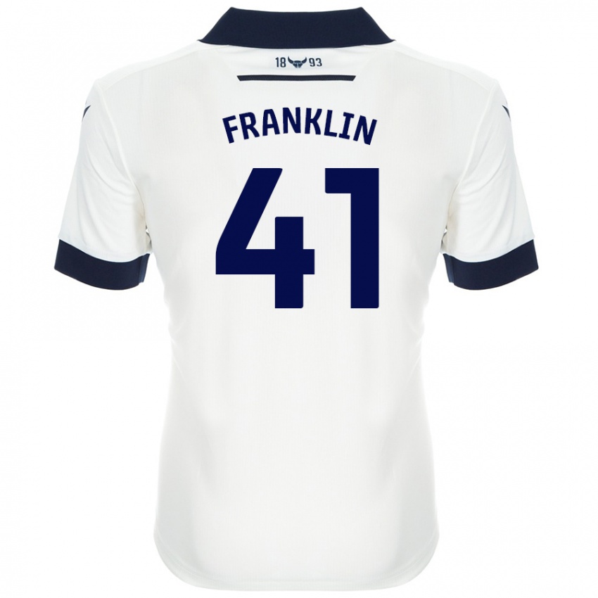 Børn George Franklin #41 Hvid Marineblå Udebane Spillertrøjer 2024/25 Trøje T-Shirt