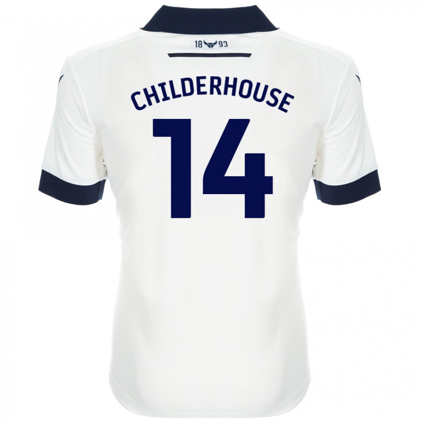 Børn Molly Childerhouse #14 Hvid Marineblå Udebane Spillertrøjer 2024/25 Trøje T-Shirt