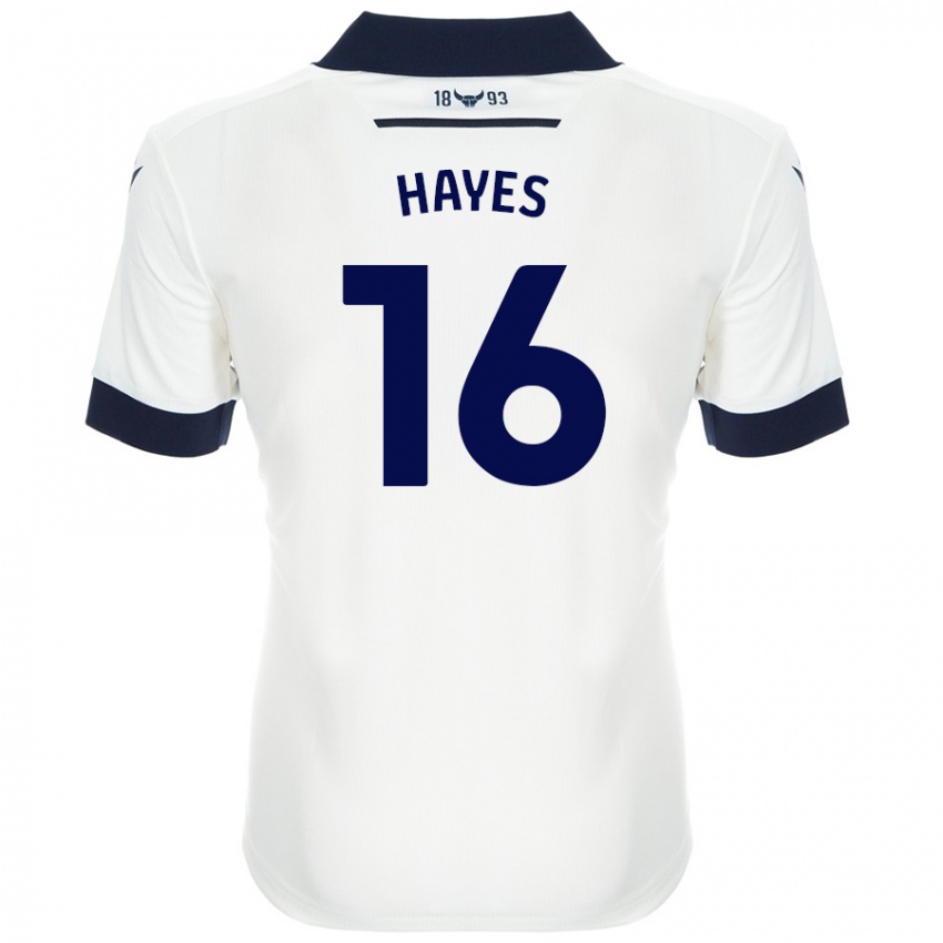 Børn Georgia Hayes #16 Hvid Marineblå Udebane Spillertrøjer 2024/25 Trøje T-Shirt