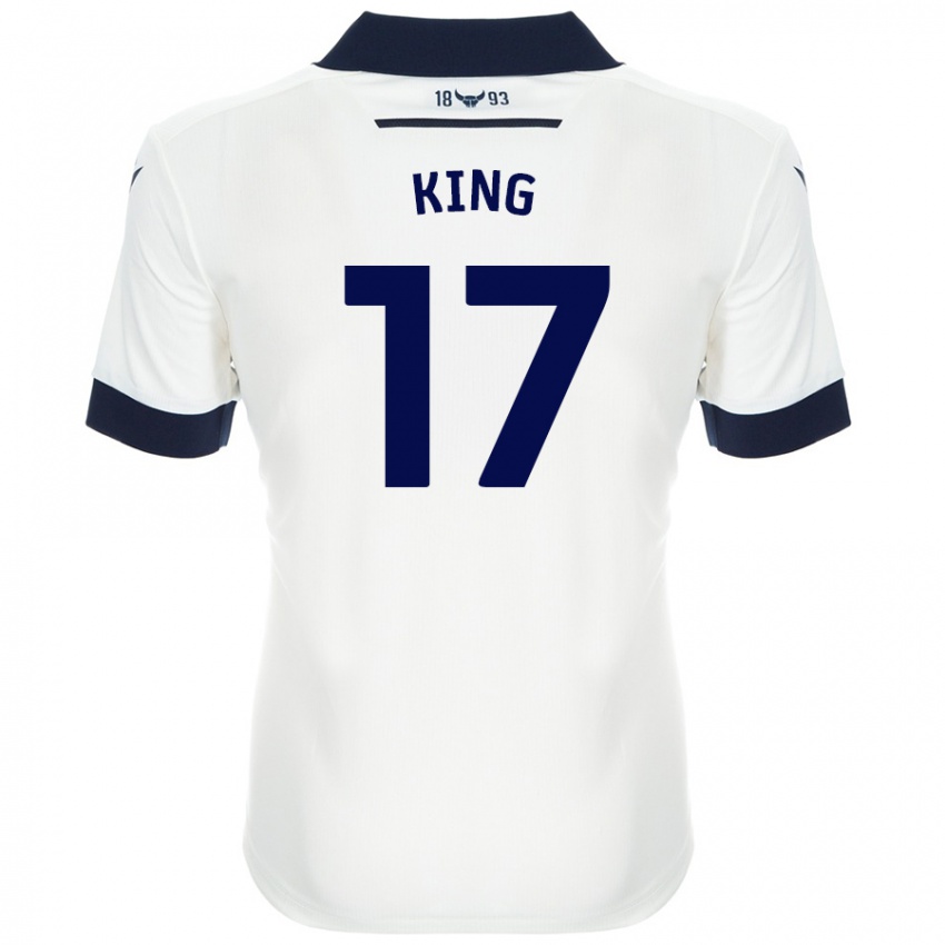 Børn Sarah King #17 Hvid Marineblå Udebane Spillertrøjer 2024/25 Trøje T-Shirt