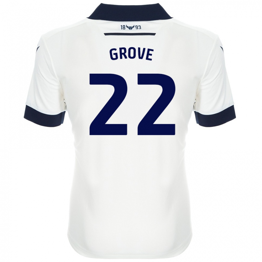 Børn Jade Grove #22 Hvid Marineblå Udebane Spillertrøjer 2024/25 Trøje T-Shirt