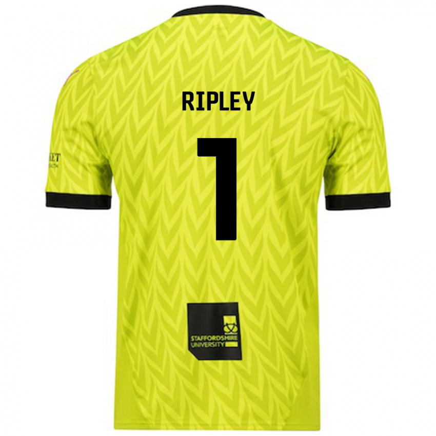 Børn Connor Ripley #1 Fluorescerende Grøn Udebane Spillertrøjer 2024/25 Trøje T-Shirt