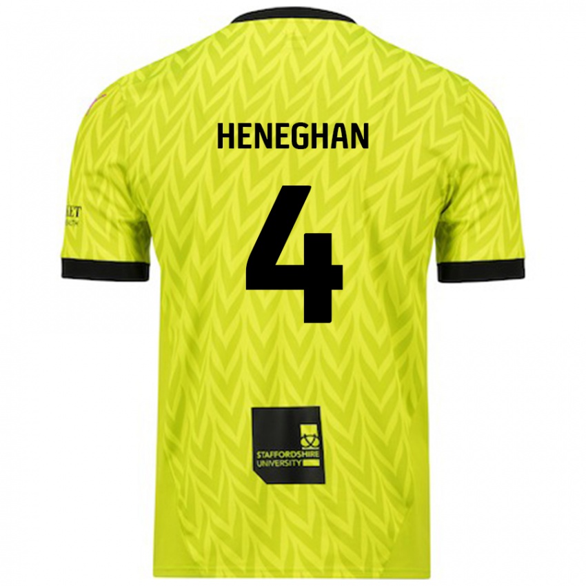 Børn Ben Heneghan #4 Fluorescerende Grøn Udebane Spillertrøjer 2024/25 Trøje T-Shirt