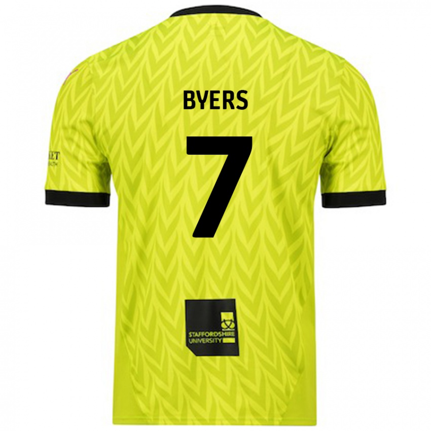 Børn George Byers #7 Fluorescerende Grøn Udebane Spillertrøjer 2024/25 Trøje T-Shirt