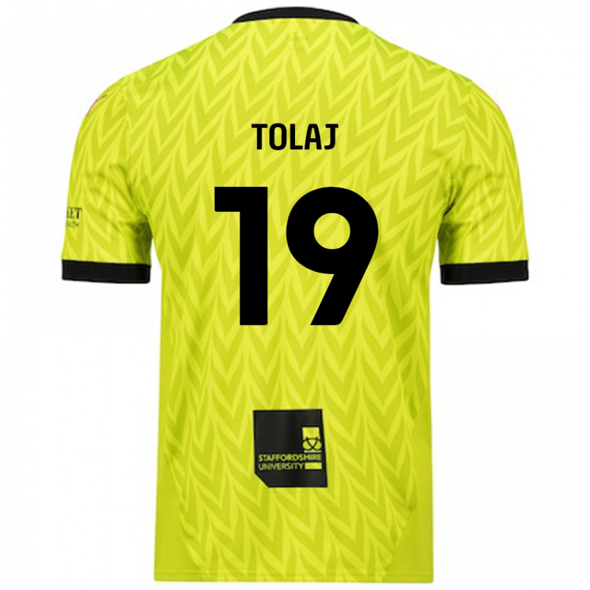 Børn Lorent Tolaj #19 Fluorescerende Grøn Udebane Spillertrøjer 2024/25 Trøje T-Shirt