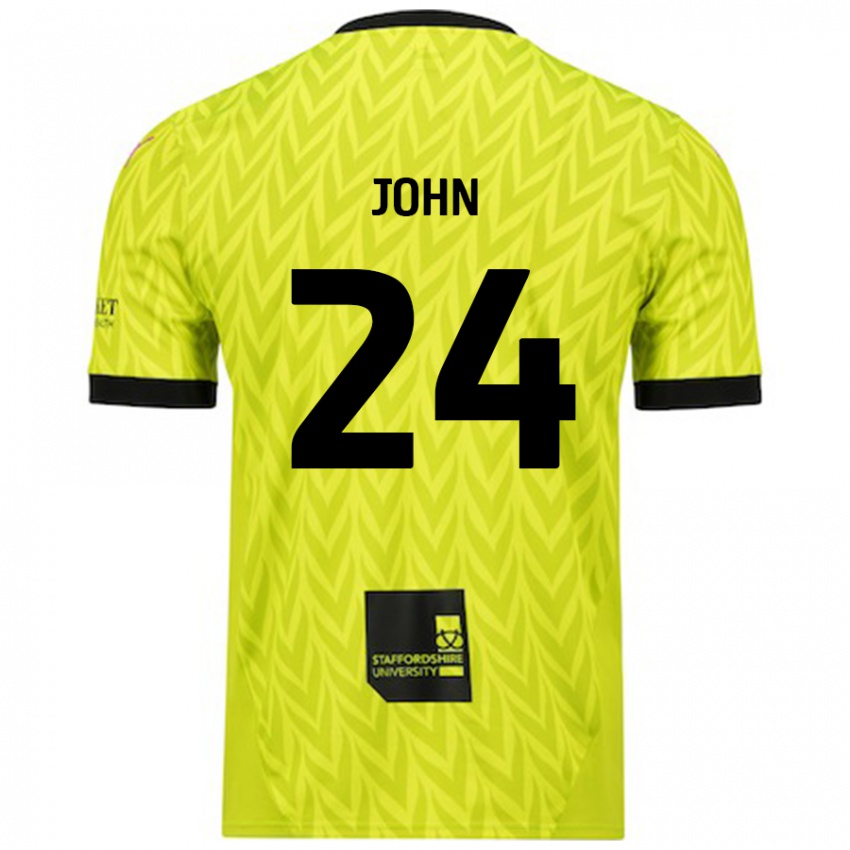 Børn Kyle John #24 Fluorescerende Grøn Udebane Spillertrøjer 2024/25 Trøje T-Shirt