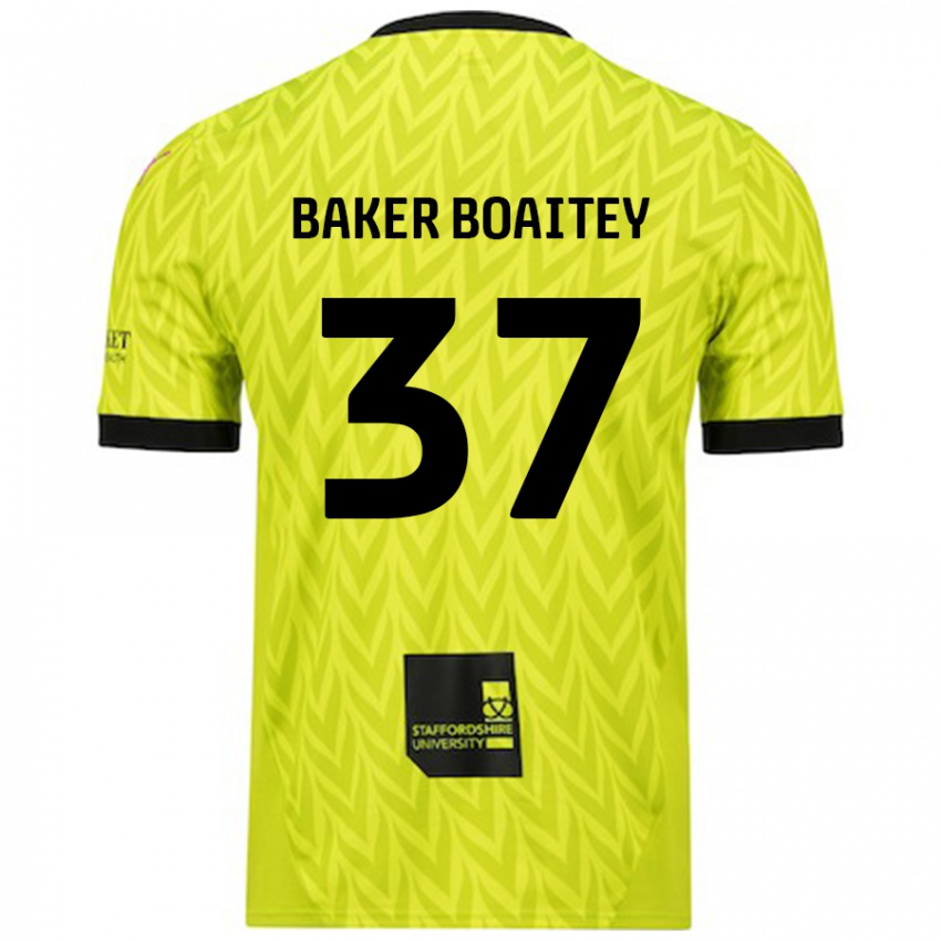 Børn Benicio Baker-Boaitey #37 Fluorescerende Grøn Udebane Spillertrøjer 2024/25 Trøje T-Shirt