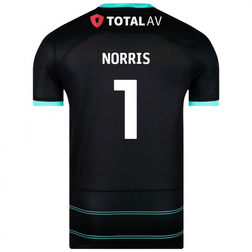 Børn Will Norris #1 Sort Udebane Spillertrøjer 2024/25 Trøje T-Shirt