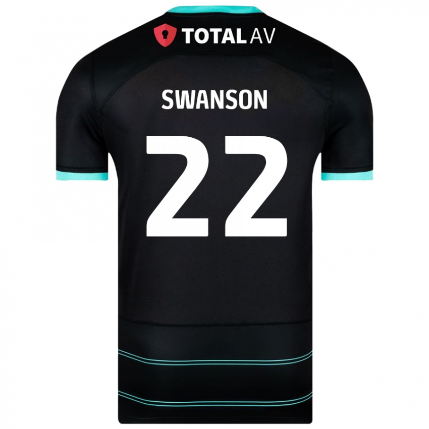 Børn Zak Swanson #22 Sort Udebane Spillertrøjer 2024/25 Trøje T-Shirt