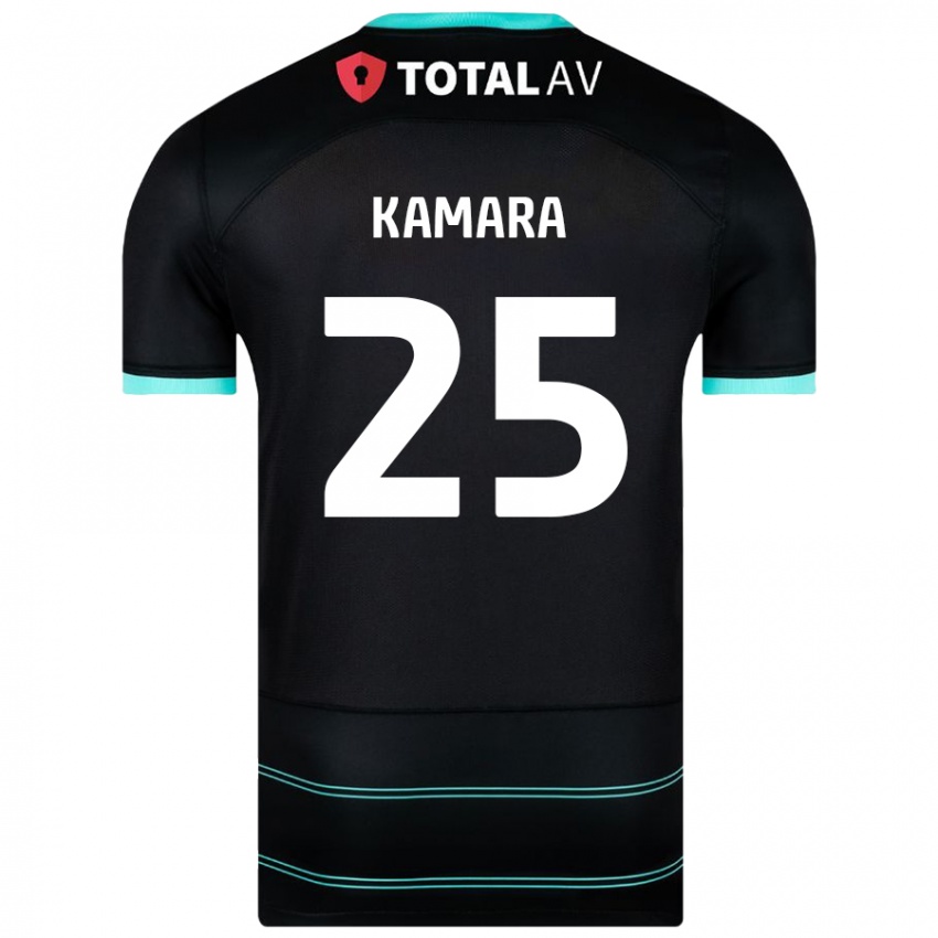 Børn Abdoulaye Kamara #25 Sort Udebane Spillertrøjer 2024/25 Trøje T-Shirt