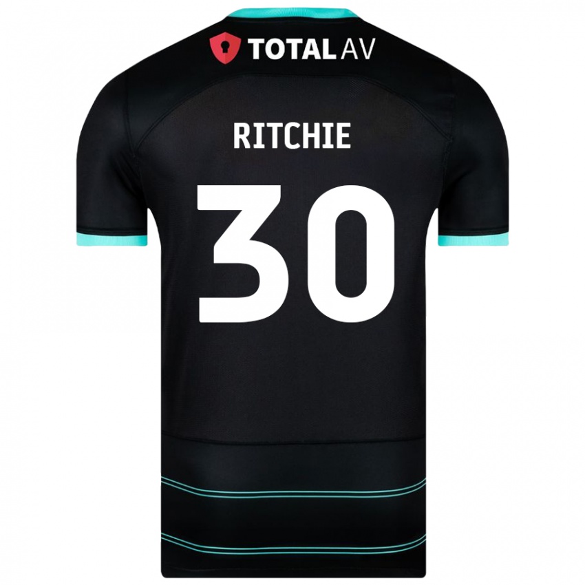 Børn Matt Ritchie #30 Sort Udebane Spillertrøjer 2024/25 Trøje T-Shirt