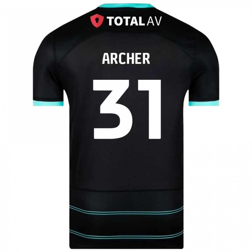 Børn Jordan Archer #31 Sort Udebane Spillertrøjer 2024/25 Trøje T-Shirt