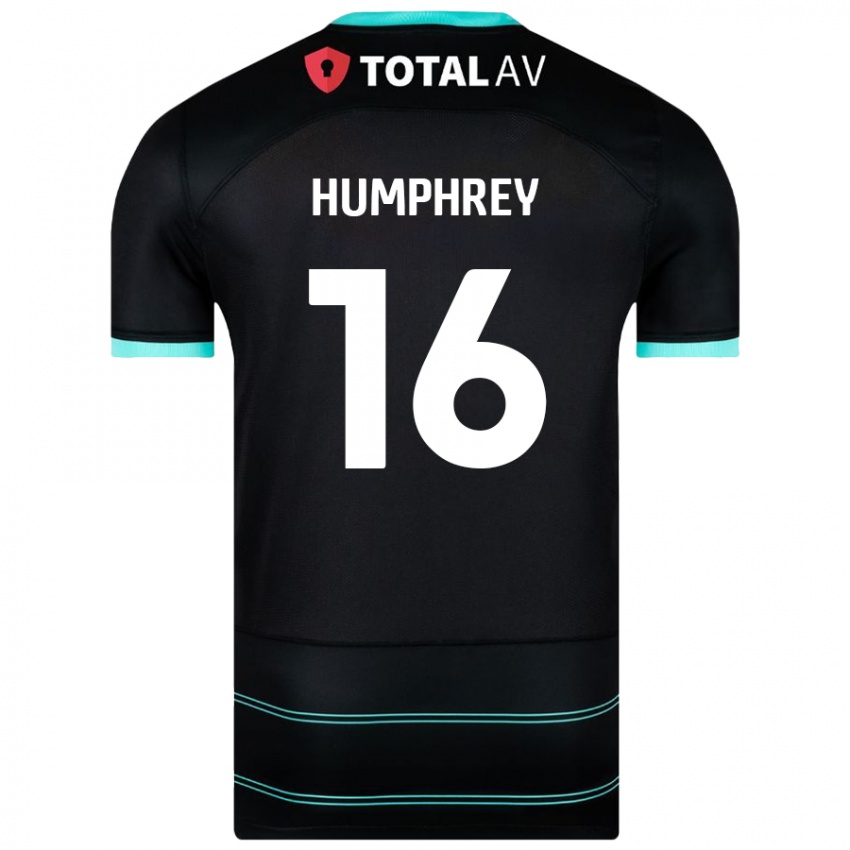 Børn Ella Humphrey #16 Sort Udebane Spillertrøjer 2024/25 Trøje T-Shirt