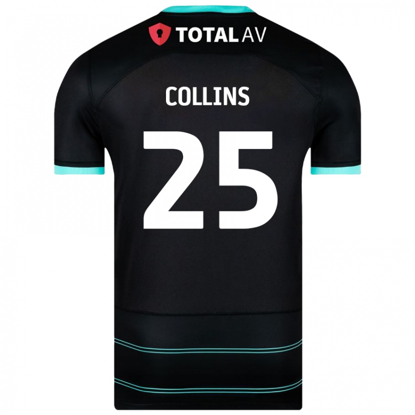 Børn Izzy Collins #25 Sort Udebane Spillertrøjer 2024/25 Trøje T-Shirt