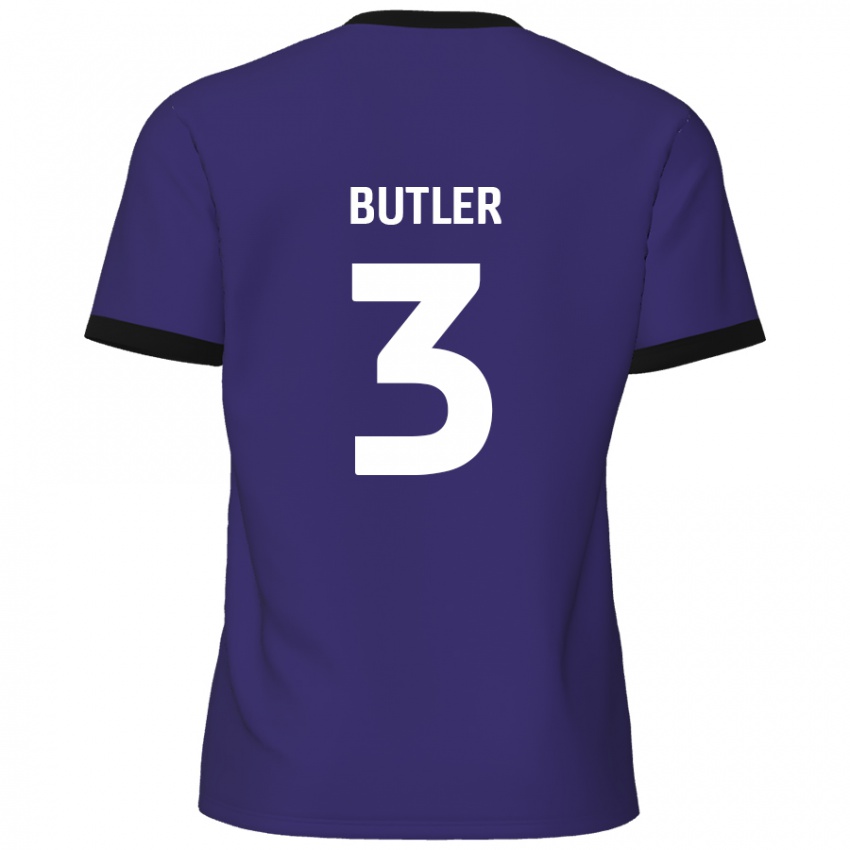 Børn Dan Butler #3 Lilla Udebane Spillertrøjer 2024/25 Trøje T-Shirt