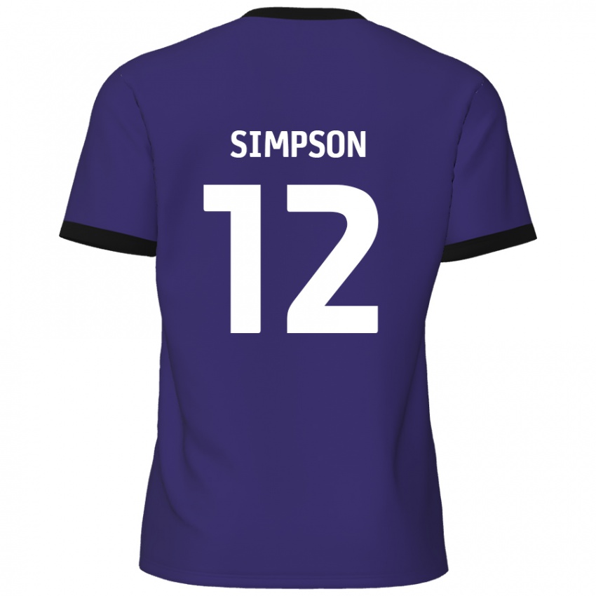 Børn Tyreece Simpson #12 Lilla Udebane Spillertrøjer 2024/25 Trøje T-Shirt