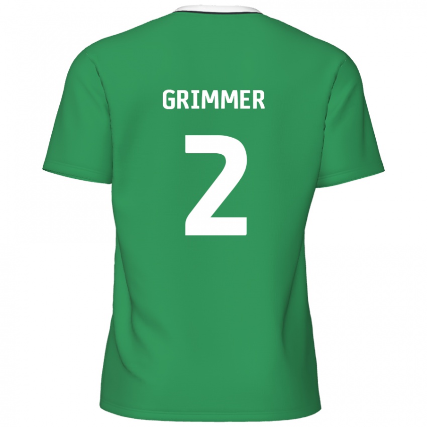 Børn Jack Grimmer #2 Grønne Hvide Striber Udebane Spillertrøjer 2024/25 Trøje T-Shirt