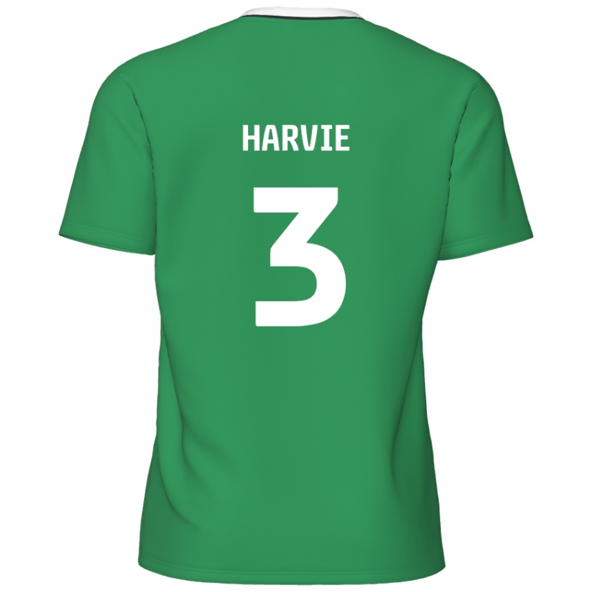 Børn Daniel Harvie #3 Grønne Hvide Striber Udebane Spillertrøjer 2024/25 Trøje T-Shirt