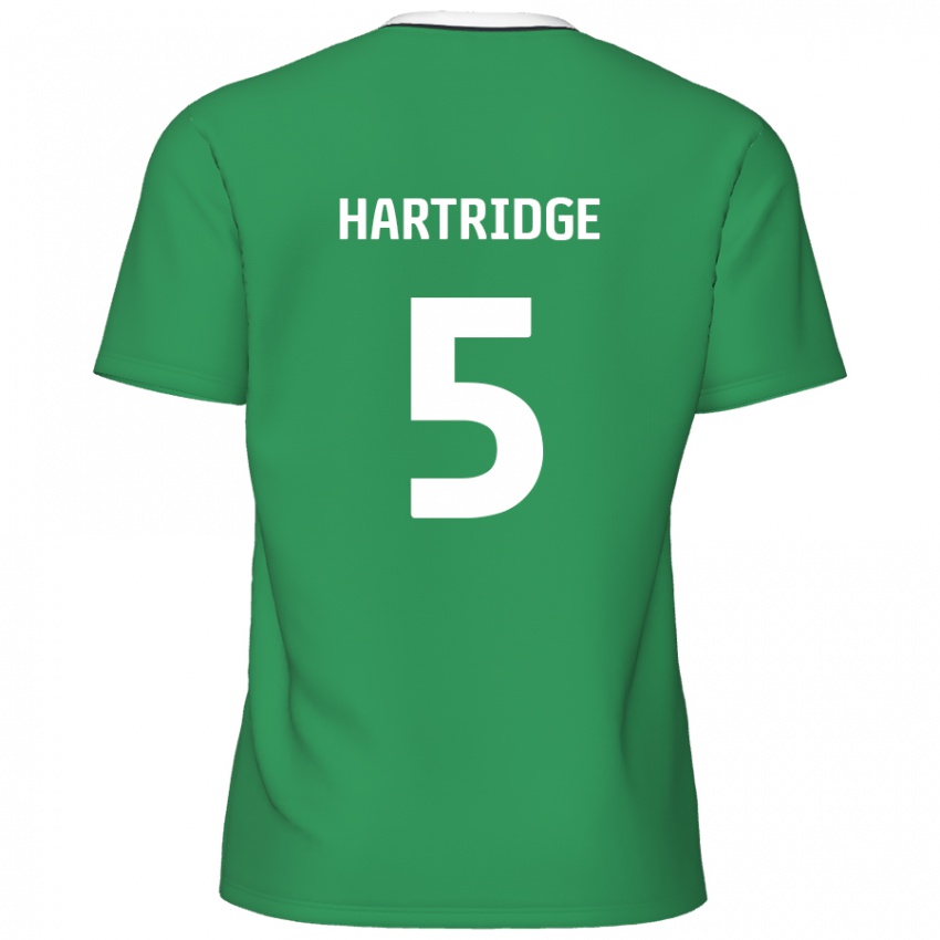 Børn Alex Hartridge #5 Grønne Hvide Striber Udebane Spillertrøjer 2024/25 Trøje T-Shirt