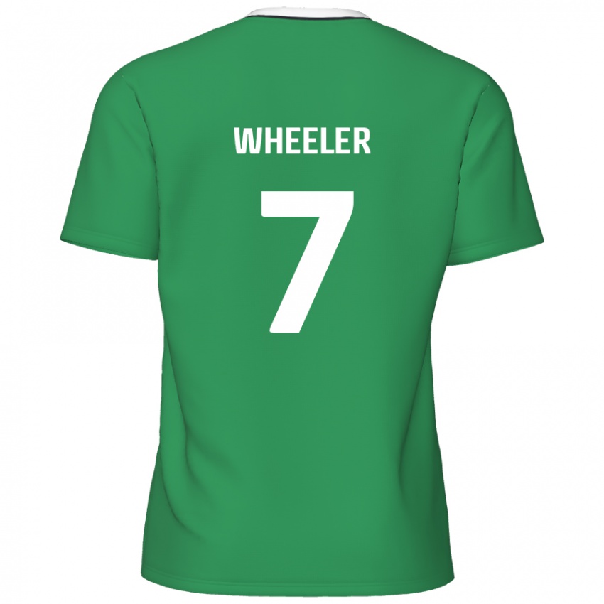 Børn David Wheeler #7 Grønne Hvide Striber Udebane Spillertrøjer 2024/25 Trøje T-Shirt