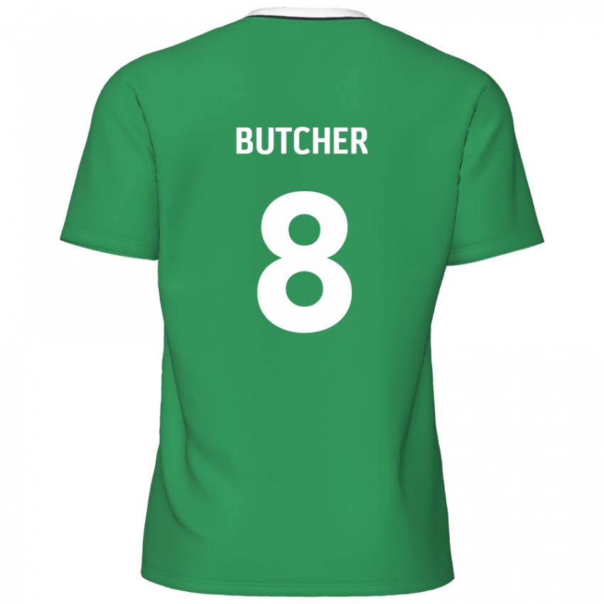 Børn Matt Butcher #8 Grønne Hvide Striber Udebane Spillertrøjer 2024/25 Trøje T-Shirt