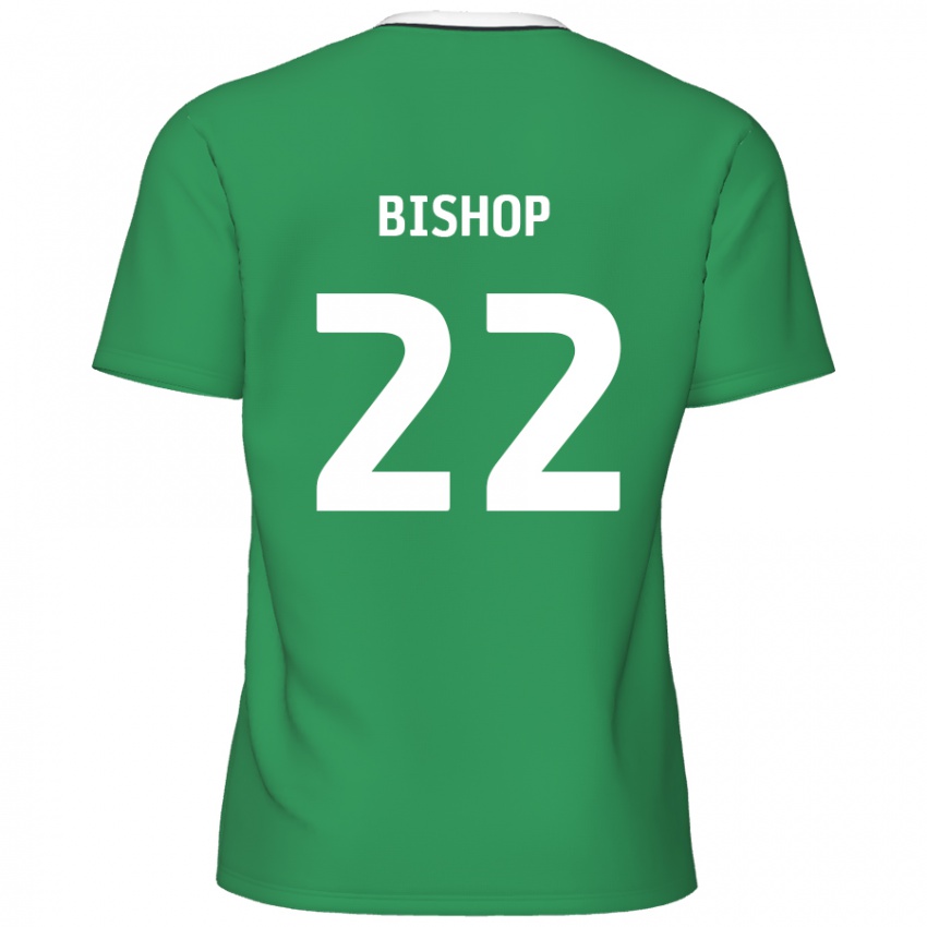 Børn Nathan Bishop #22 Grønne Hvide Striber Udebane Spillertrøjer 2024/25 Trøje T-Shirt