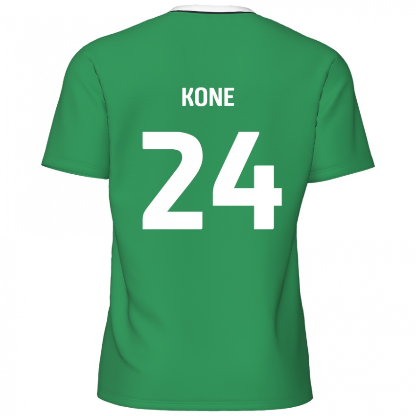 Børn Richard Kone #24 Grønne Hvide Striber Udebane Spillertrøjer 2024/25 Trøje T-Shirt