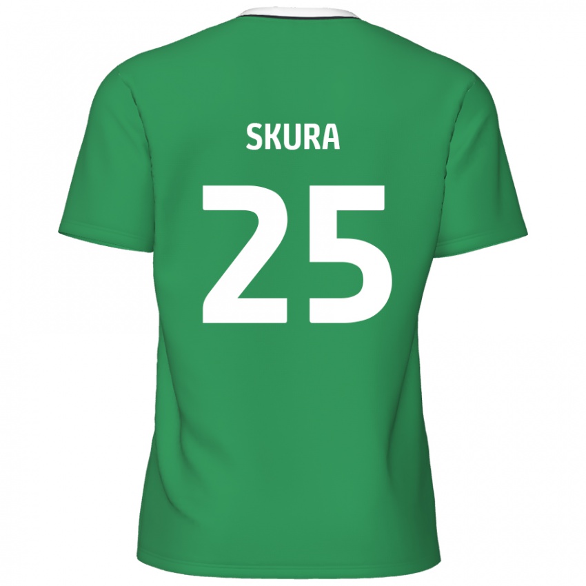 Børn Declan Skura #25 Grønne Hvide Striber Udebane Spillertrøjer 2024/25 Trøje T-Shirt