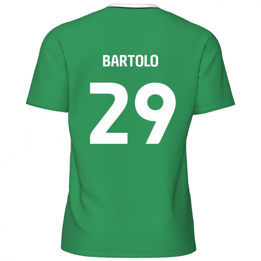 Børn Jaiden Bartolo #29 Grønne Hvide Striber Udebane Spillertrøjer 2024/25 Trøje T-Shirt