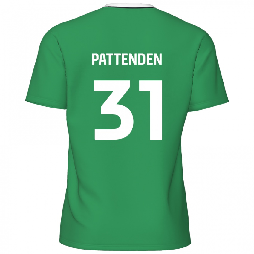 Børn Jasper Pattenden #31 Grønne Hvide Striber Udebane Spillertrøjer 2024/25 Trøje T-Shirt