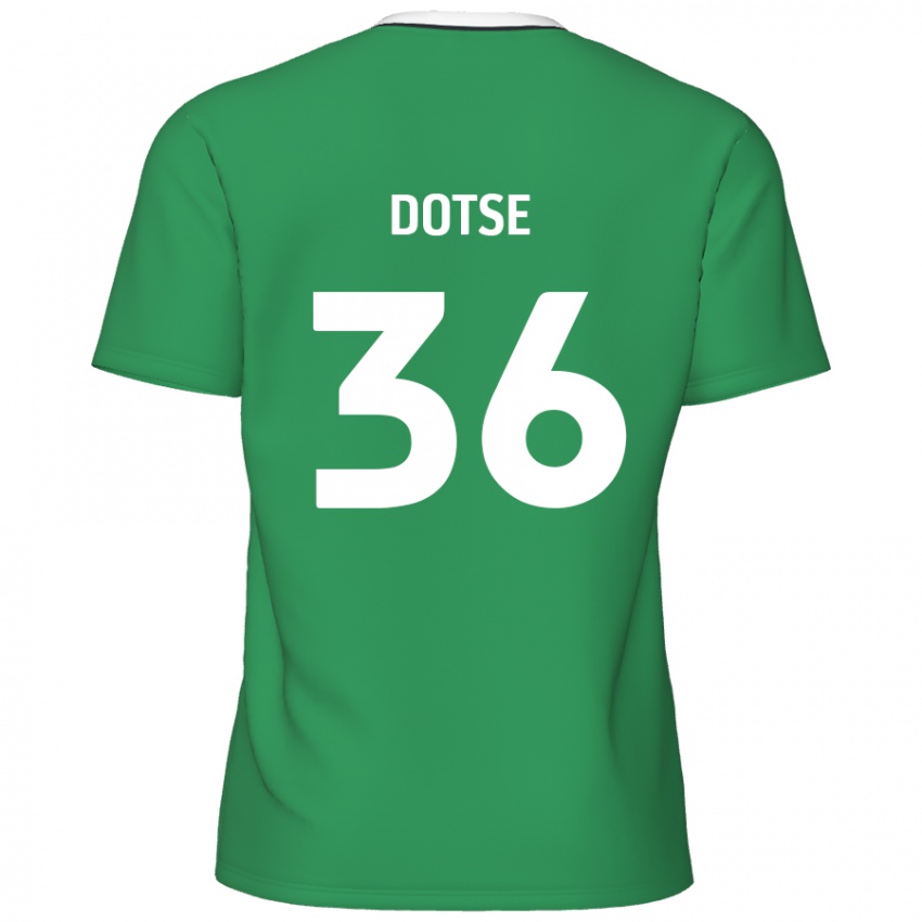 Børn Jahiem Dotse #36 Grønne Hvide Striber Udebane Spillertrøjer 2024/25 Trøje T-Shirt