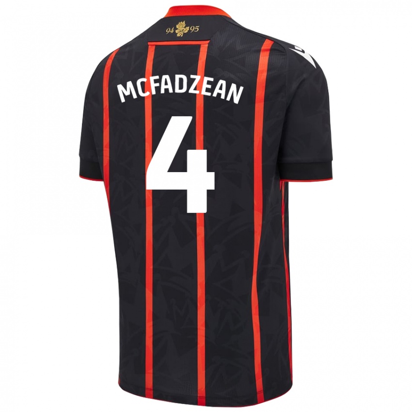 Børn Kyle Mcfadzean #4 Sort Rød Udebane Spillertrøjer 2024/25 Trøje T-Shirt