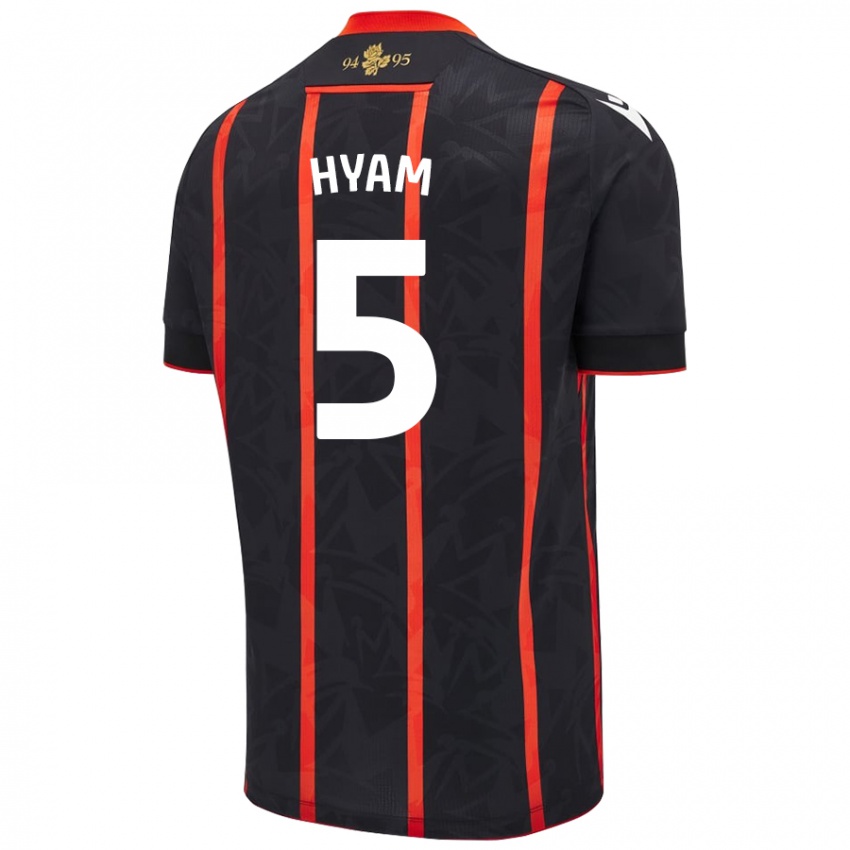 Børn Dominic Hyam #5 Sort Rød Udebane Spillertrøjer 2024/25 Trøje T-Shirt