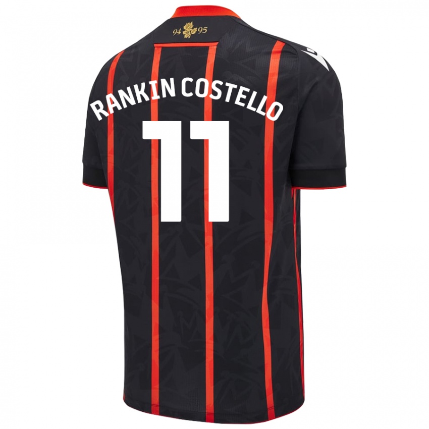 Børn Joe Rankin-Costello #11 Sort Rød Udebane Spillertrøjer 2024/25 Trøje T-Shirt