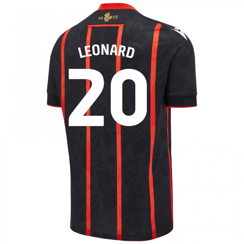 Børn Harry Leonard #20 Sort Rød Udebane Spillertrøjer 2024/25 Trøje T-Shirt